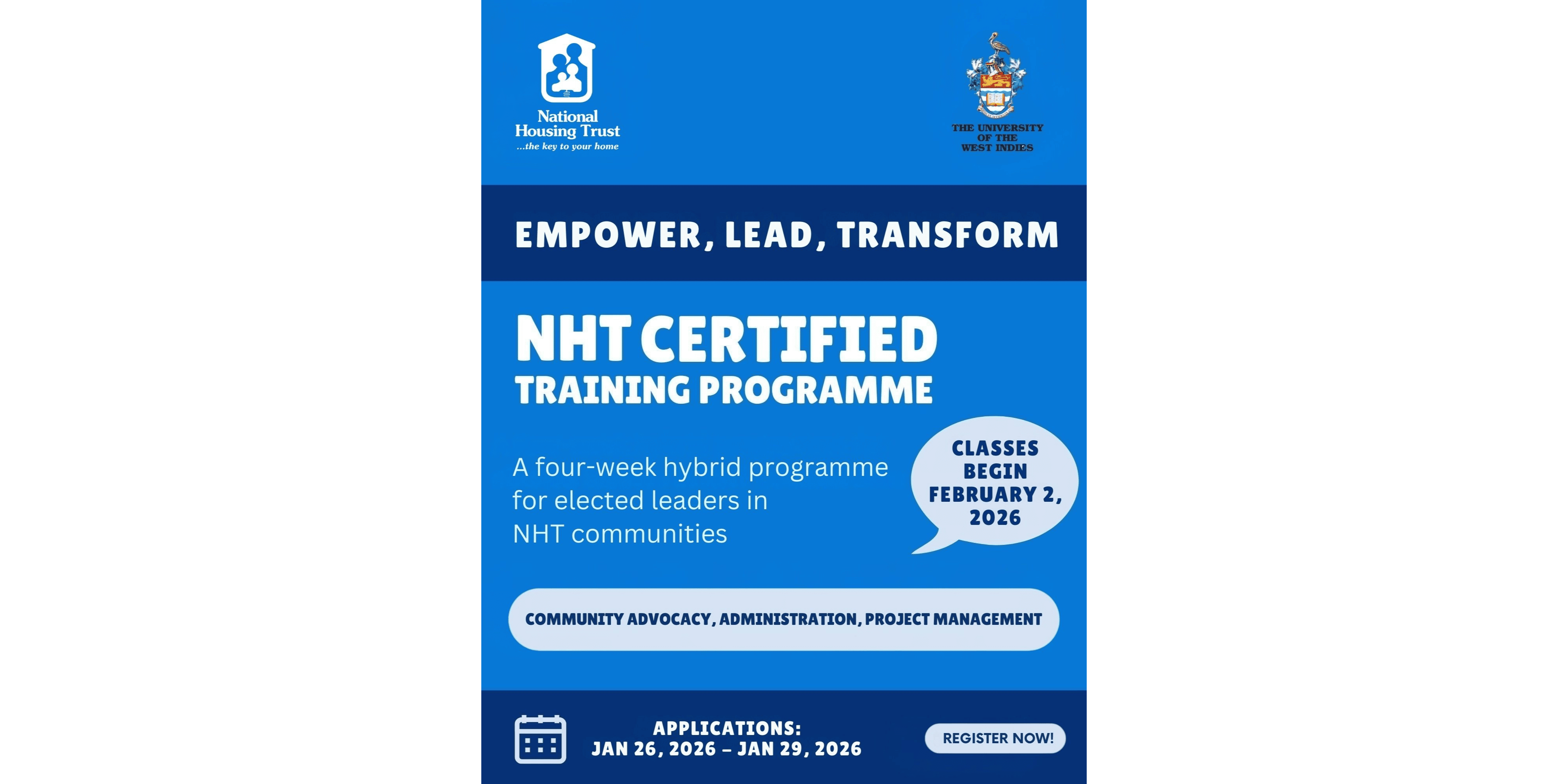 NHT Certified Training Programme Begins February 2026 Flyer
